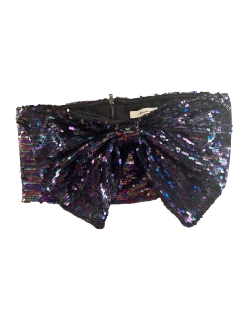 Sequin Bow Bandeau Top - Black/Purple